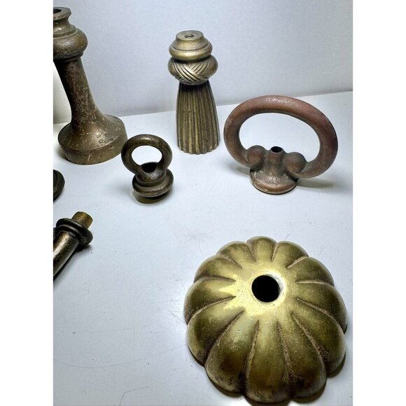 Antique Lot Brass Loops Hanging Lamp Light Fixture Parts Replacement Vintage - Picture 12 of 14